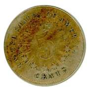 1866 w/Rays Shield Nickel