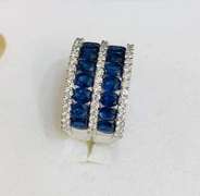 14kt Gold, Blue Sapphire, & Diamond Band Ring