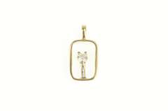14K Yellow Gold Retro Diamond Squared Statement Pendant