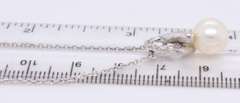 Charming 14kt WG White Pearl & Diamond Pendant