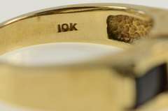 10K Yellow Gold Black Onyx Diamond Squared Men's Band Ring