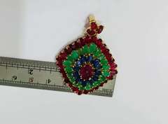 14kt Solid Gold, Ruby, Emerald, & Blue Sapphire Pendant- 22.00 CTW!
