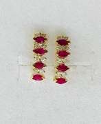 14kt Solid Yellow Gold, Ruby, & Diamond Earrings