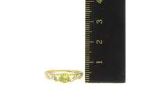 10K Yellow Gold Peridot Three Stone Diamond Engagement Ring
