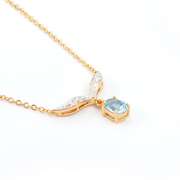 Plated 18KT Yellow Gold 0.85ct Blue Topaz and Diamond Pendant with Chain