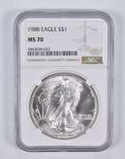 MS70 1988 American Silver Eagle NGC