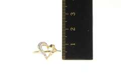 10K Yellow Gold Diamond Curvy Heart Love Textured Nugget Ring