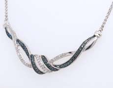 White & Blue Diamond Sterling Silver Necklace