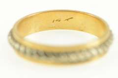 14K Yellow Gold Vintage NOS 1950's Two Tone Wedding Band Ring