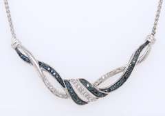 White & Blue Diamond Sterling Silver Necklace
