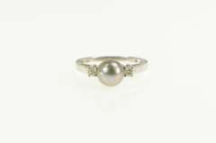 14K White Gold Tahitian Pearl Diamond Accent Engagement Ring