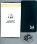 1991 Korean War Memorial Proof Silver Dollar. Original Box