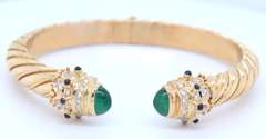 Masterpiece 18kt Emerald and Diamond Cable Rope Cuff Bracelet
