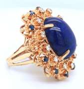 LADIES 18K DIAMOND , SAPPHIRE AND BLUE LAPIS RING / BROOCH