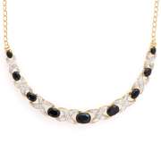 Plated 18KT Yellow Gold 6.18ctw Black Sapphire and Diamond Pendant with Chain