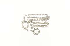 14K White Gold Heart Filigree Dangle Cable Chain Statement Necklace