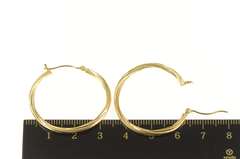 10K Yellow Gold 30.4mm Twist Design Grooved Round Hoop Earrings