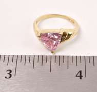 Tasteful Pink CZ Ring in Yellow Gold