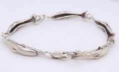 Vintage Sterling Silver Dolphin Link Bracelet
