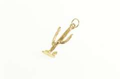 18K Yellow Gold 3D Cactus Desert Symbol Nature Motif Charm/Pendant