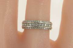 14K White Gold 0.73 Ctw Diamond Tiered Wedding Band Ring