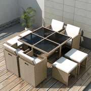 9 Piece Outdoor Dining Furniture Set with Cushions