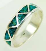 Men's Vintage Sterling Turquoise Band, Size 11.5