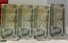 4 notes: Canada $1.00 1973 obsolete.