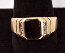 Classic Black Onyx and Diamond Ring in Yellow Gold