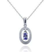 Sterling Silver Tanzanite & Diamond Accent Dangling Oval Necklace