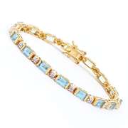 Plated 18KT Yellow Gold 11.30ctw Blue Topaz and Diamond Bracelet