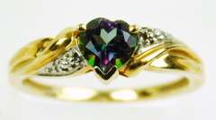 10K Mystic Topaz Heart Ring, Size 9.25