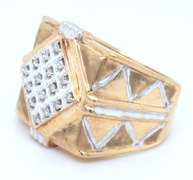 MENS 14K GOLD DIAMOND RING