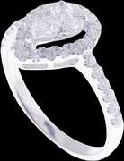 Magnificent 18k White Gold Diamond Cluster Teardrop Ring
