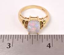 Lovely Opal and Diamond Ring in 14K Yellow Gold