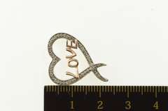 10K White Gold Love Diamond Heart Curvy Romantic Anniversary Pendant