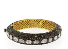 Glitzy Diamond and Multi-Gemstone Bangle