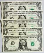 (5) Crisp Exceptional 1969C $1 Star Replacement Notes Chicago-Two Consecutive Sets!