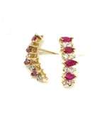 14kt Solid Yellow Gold, Ruby, & Diamond Earrings