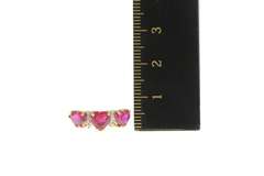 10K Yellow Gold Three Stone Syn. Ruby Diamond Statement Ring