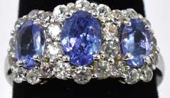 White Crystal And Iolite Ring