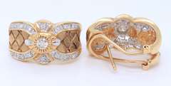 LADIES 14K GOLD AND DIAMOND LOOP EARRINGS