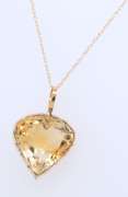 Vintage Yellow Gold Pear Citrine Pendant on Chain