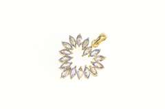 14K Yellow Gold Marquise Tanzanite Heart Love Symbol Pendant