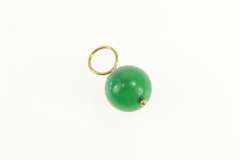 14K Yellow Gold Retro Green Chalcedony Sphere Ball Charm/Pendant