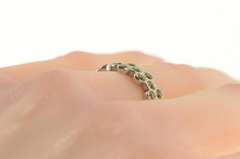 18K White Gold Green Sapphire Eternity Honeycomb Band Ring