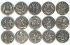 15 Diff. Longines Symphonette Heavy Sterling Silver Medallions