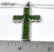 Green Crystal Cross Necklace