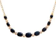 Plated 18KT Yellow Gold 8.90ctw Black Sapphire and Diamond Pendant with Chain