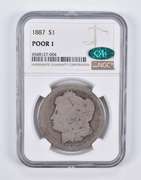 Poor 1 1887 Morgan Silver Dollar CAC NGC